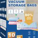 HOUSE DAY 10 Jumbo Vacuum Seal Bags For Clothing Travel, 80% Space Saving Travel Vacuum Bags with Electric Pump, Vacuum Storage Bags For Clothes, Comforters, Blankets, Moving, Reusable & Durable