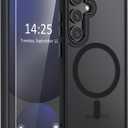 WRJ for Samsung Galaxy S25 Plus Case,Galaxy S24 Plus Case with Screen Protector,[Compatible with Magsafe] Slim Matte Translucent Magnetic Women Men Shockproof Protective Cover-Black