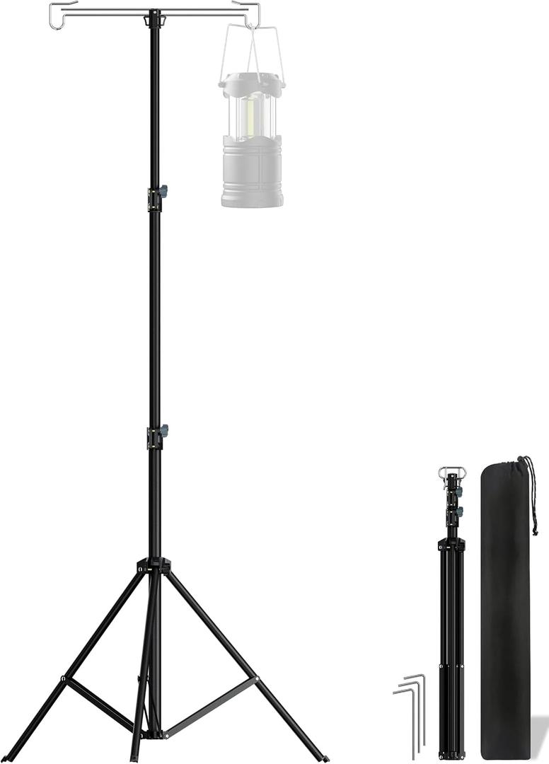 Telescopic Height Adjustable Camping Lantern Tripod Stand, 6ft 11"