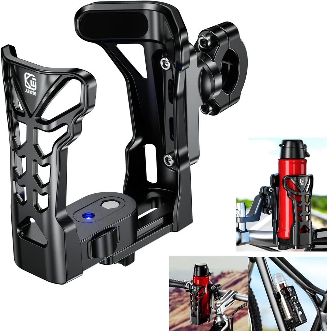 KEWIG Bicycle Water Bottle Holder for Bike & Motorcycle, Adjustable Bike Water Bottle Cages Fit for Diameter 2'' - 3'' Cup, Compatible for Handlebars or Tubes 20mm to 35mm in Diameter