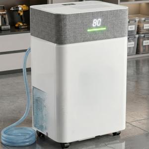 Uthfy 5000Sq.Ft Dehumidifier for Basement with Drain Hose,Large Quiet Smart Compressor Dehumidifiers for Home/Bedroom/Bathroom,Reusable Filter,Dual-Screen,Child Lock,Intelligent Humidistat,24H Timer