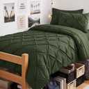 CozyLux Twin XL Comforter Set Olive Green, 5 Pieces Pintuck Bed in a Bag