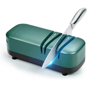Electric Knife Sharpener, Professional Knife Sharpener for Home, 2 Stages for Kitchen Knives Quick Sharpening & Polishing, with Scissors Sharpening, Green
