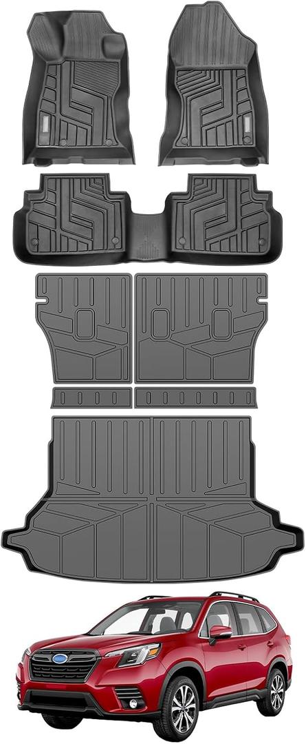 Floor Mat & Cargo Mat for 2019-2024 Subaru Forester Backrest Mats All Weather Floor Liners with Rear Trunk Mat for 19-24 Subaru Forester Accessories(Not Fit Model with Subwoofer in the Trunk)