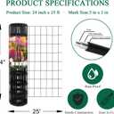 FOREHOGAR Black PVC Coated Welded Wire Fence 24 Inch x 25 Foot, 2 Inch x 3 Inch 16GA, Garden Border Fencing Roll Vinyl Coating Metal Wire Mesh for Yard Vegetable Plant Protection Poultry Netting