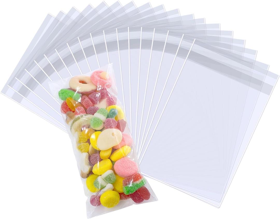 PigPotParty 3"x7" Cellophane Cookie Bags Self Sealing, 100 Pcs Clear Plastic Treat Individual Cookie Bags with seal, Perfect for Goodies, Party Favors, Snacks, Gift Wrapping