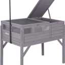 Aivituvin Tortoise Habitat Turtle Enclosure, Wooden Tortoise House Reptile Cage for Small Animals Indoor-Outdoor, Adjustable Lamp Holder Included