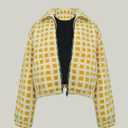 Esmeling Womens Long Sleeve Cropped Sherpa Fleece Plaid Jacket Casual Chunky Teddy Fleece Outerwear (M)