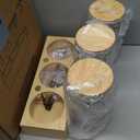 Glass Coffee Canister Set with Shelf & Spoons - 3 Piece Airtight Seal Coffee Bean Storage Containers & Filter Holder for Kitchen Organization