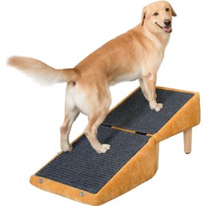3-in-1 Dog Ramp 18.9"17.7"18.9" with Storage Pet Stairs for Senior & Injured Dogs & Cats, Hidden Storage Footstool, Ottoman Anti-Slip, Supports 220 lbs for Beds & Sofas