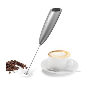 SIMPLETASTE Milk Frother Handheld Electric Foam Maker, Drink Mixer with Stainless Steel Whisk for Cappuccino, Bulletproof Coffee, Latte, Silver, without Stand, Battery Operated