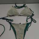 Swimsuit for Women 2025 Women's Triangle Bikini Halter String Bikini Set Two Piece Swimsuit Bathing Suits (Large, Dark Green)