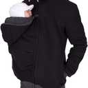 amropi Mens Kangaroo Jacket for Dad and Baby Carrier Hoodie Pullover Sweatshirt (Black, L)