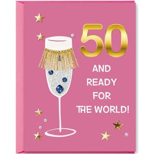 9 x OJsensai Happy 50th Birthday Card Gifts Decoration for Women Her，5x7inch | 50 Year Old Birthday Card for Mom Wife Grandma Nana，Heartfelt Inside MessageIdea，Idea for Party Decoration and Celebration