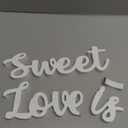 Love Is Sweet Table Decor Hollow Sign Wooden Love Is Sweet Sign for Dessert Table Freestanding Wood Is Wooden Letter Top for Wedding Shelf(White)