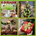 9 PCS 17 Inch Christmas Tree Topper, Lime Green Curly Tree Picks and Sprays, Tree Topper Picks with Red Green White Furry Material Balls for Christmas Home Vase Filler Wreath Craft Garland Decoration