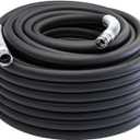 Guitrees 2026 Upgraded Garden Hose 150FT x 3/4", Heavy Duty Rubber Water Hose with Five Layered Braiding, Swivel male and female Nickel-plated Brass Fittings, 1200PSI Burst, 300PSI Working (Black)
