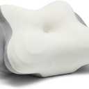 Cervical Pillow for Neck Pain & Side Sleepers Patented Ergonomic Memory Foam Pillow  Adjustable Height for Back & Side Sleeping, Anti-Snoring (Grey+White, Standard Height)