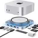 IVANKY 13-in-1 Mac mini M4 Dock, Ultra Docking Station Stand with M.2 NVMe SSD Enclosure, 4K@120Hz HDMI Hub for Mac mini M4 &M4 Pro (2024), 10 Gbps USB, SD/TE, Audio Ports *2, 20W PD Power Adapter *1 (Sliver)