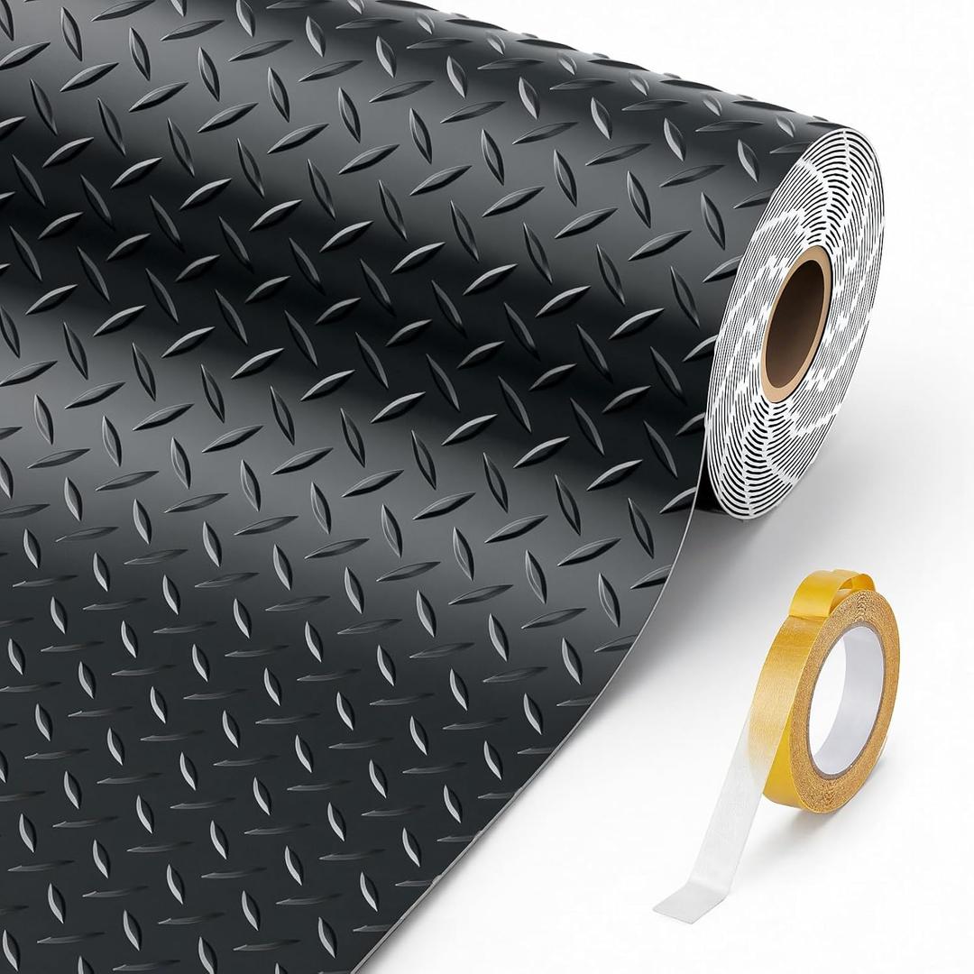 8x21 FT Garage Floor Mat, 2.8mm Thickened Garage Flooring Heavy Duty Rubber Garage Floor Mats for Under Car, Diamond Plate Garage Mat for Garage, Workshop, Enclosed Trailer