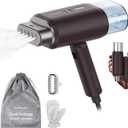 Newbealer Dual Voltage Garment Steamer 120V/220V, 1200W Powerful Steamer for Clothes, Home & Travel Use, Horizontal & Vertical Steaming, 20s Heat-up, Foldable, 1.72lbs, 180ml (Brown)