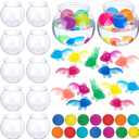 Jingmore 12 Set 30 oz Table Tennis Fish Bowl Carnival Game Favors with Bounce Round Bowls Multicolor Balls Gold Plastic Fish for Adults Carnival Game Party Activity Prizes