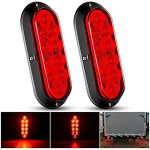 Nilight 6 Inch Oval Red LED Trailer Tail Light Surface Mount 2PCS 10 LEDs Waterproof Stop Brake Turn Trailers Lights for Truck RV Boat Bus Lorry Camper Van Caravan