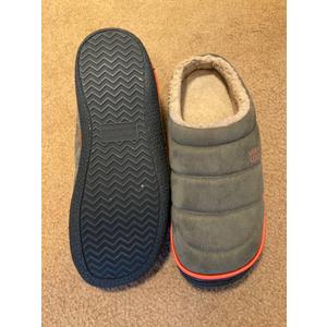 VeraCosy Men's Quilted Slip-on Slippers Technical-cloth Soft Fuzzy Comfy Non-slip Campground Style House Shoes Green 11-12