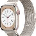 Original Stainless Steel Milanese Loop Compatible with Apple Watch Band 38mm 40mm 41mm 42mm 44mm 45mm 49mm, Magnetic Clasp Replacement Band for iwatch Series 9, Ultra 2/Ultra, SE/SE 2nd Generation, 8 7 6 5 4 3 2 1, Women & Men Watch Bands for iWatch (Starlight, 41mm/40mm/38mm)