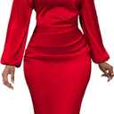 Yiershu Women's Sexy Fall Off Shoulder Bodycon Dress Elegant Long Sleeve Formal Cocktail Party Midi Maxi Dresses (Large, Red)