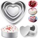 6 Pcs Heart Cake Pan Aluminum Cake Pan with Removable Bottom 4/6 /8 Inch Nonstick Baking DIY Baking Mold Tool for Mother's Day Wedding Birthday Holiday Party