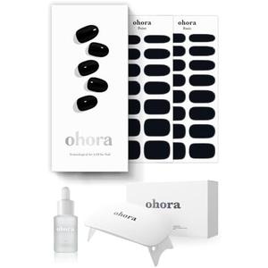 ohora Semi-Cured Gel Nail Strips Value Set (N Onyx Starter Kit) Includes Full Size Lamp and Mini Remover, Salon-Quality, Long Lasting, Easy to Apply & Remove
