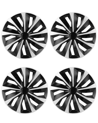 ABX Hubcap Wheel Covers Hub Caps 17 Inch Set of 4 Black & Silver Universal Wheel Rim Cover R17 Stylish Car Decor Wheel Covers for Toyota Camry Nissan Mazda