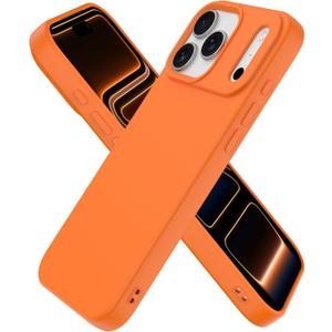 2 x Compatible with iPhone 17 Pro Case, Shockproof Liquid Silicone Protective Phone Case with Soft Anti-Scratch Microfiber Lining Ultra Slim Drop Protection Phone Cover (Orange)