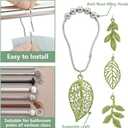 Leaves Shower Curtain Hooks-12Pack Green Plant Leaf Shower Curtain Rings,Metal Rustproof Shower Curtain Hangers,Shower Hooks Rings for Shower Curtain Rod, Bathroom Decoration Accessories