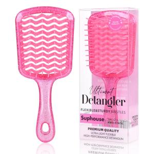 Detangling Hair Brush for All Wet or Dry Hair Types, Pain-Free Brushing Durable, Anti-Static Bristles, Lightweight Handle, Vented Wave UltraFlex Hair Brush (Rose Quartz Pink)