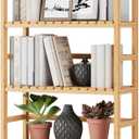 Bamboo Shelf, 6 Tier Bookcase Storage Shelves, Tall Book Rack Shelving Unit, Multipurpose Storage Display Shelf Adjustable Storage Rack for Bathroom Home Office Living Room Kitchen, Natural, 23.6L x 10.2W x 63.4H Inches