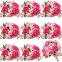 8 Bundles Artificial Peonies Flowers Boho Faux Flowers Arrangements Artificial Centerpiece Spring Bouquet Floral Wedding Decoration for Vase(Pink Series)