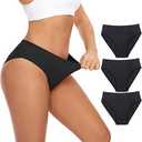 Mordlanka Period Underwear for Women Heavy Flow High Waisted Menstrual Panties with 55ml High Absorbency (Small, 3-black)