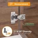 Chibery 4 Pack 9/16" Overlay 4D Concealed Hinges for Face Frame Door, Soft Close On/Off Switch, Self Closing, 105 Open Angle Concealed Stainless Steel Hinges for Framed Cabinet, Satin Nickel