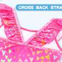 Snowheart Girls Swimsuit One Piece Bathing Suit Kids Quick Dry Shoudler Ruffle Floral Swimwear for 3-12 Years Old (Black)