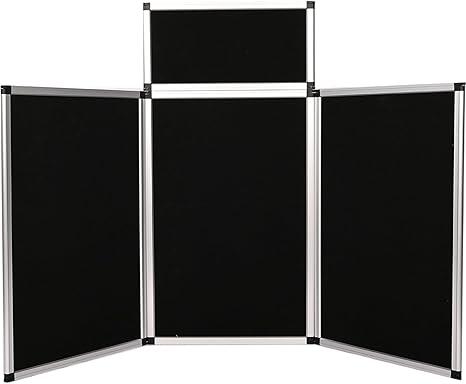3+1 Panel Trade Show Presentation Board 70.8 x 35.4 Trifold Poster Display Board Folding 3 Panel Exhibition Boards Double Sided Tabletop Display Grey Hook & Loop-Receptive Fabric with Bag