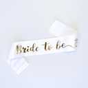 Luwigs Bride To Be Sash for Bridal Shower Bachelorette Party Wedding Engagement Party Favors Gift White Satin Sash with Rose Gold Foil Lettering