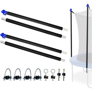2 Sets Large Universal Trampoline Net Pole Replacement with Foam Sleeve, Enclosure Poles Kit with Clamp and Screws, Fix Bent/Broken Trampoline Fit for 10Ft-16Ft