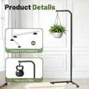 Hanging Plant Stand Indoor, Corner Plant Stands for Indoor Plants, Black Metal Hanging Plant Holder with Suction Base, Standing Plant Hanger for Living Room, Balcony, Garden, Bathroom