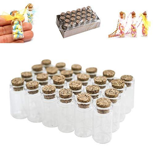 Super Z Outlet Mini Clear Glass Jars Bottles with Cork Stoppers for Arts & Crafts, Projects, Decoration, Party Favors - Size: 1-1/2" Tall X 3/4 Inches Diameter (24 Count)