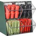 Tea Bag Organizer - Stackable Tea Box for Tea Bags & Coffee Pods, Acrylic Tea Holder Organizer, Kitchen Pantry & Tea Bag Storage Solution, Space-Saving Tea Organizers and Storage (4 Grids)