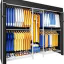 Ulif E12C Heavy Duty Closet Organizer SystemFreestanding Clothing Racks for Hanging ClothesAdjustable Garment Rack 71" W x 16" D x 76.5" H Hold 960 lbsWhite Clothing Rack with Black Dustproof Cover