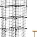 C&AHOME Wire Cube Storage, 8-Cube Organizer Metal C Grids Storage, Storage Bins Shelving, Modular Book Shelf, DIY Closet Cabinet Ideal for Living Room, Home, Office 24.8" L x 12.4" W x 48.4" H Black