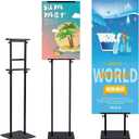 Klvied Heavy Duty Poster Stand with Non-Slip Mat Base, Adjustable Pedestal Sign Stand Up to 79 inch, Double Side Floor Banner Stand for Board & Foam Display